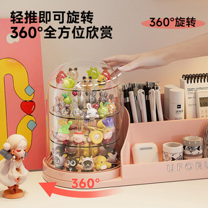 Desk Organizer Storage <b>Box</b> With Partitions Round <b>Plastic</b> Stationery Cosmetics Holder <b>Large</b> Capacity Standing Type - Product Image 5