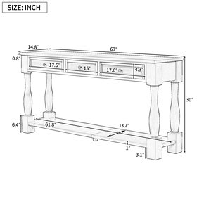 TREXM Console Table 63 Inch With Drawers And <b>Shelf</b> For Entryway Hallway Living Room Navy - Product Image 5