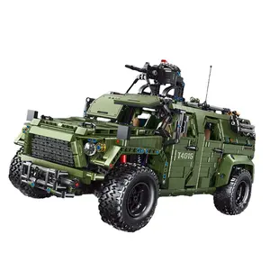 Flytec 2.4GHz oyuncak inşaat blokları RC Off-road araç ordu yeşil SUV oyuncak arabalar askeri serisi araç