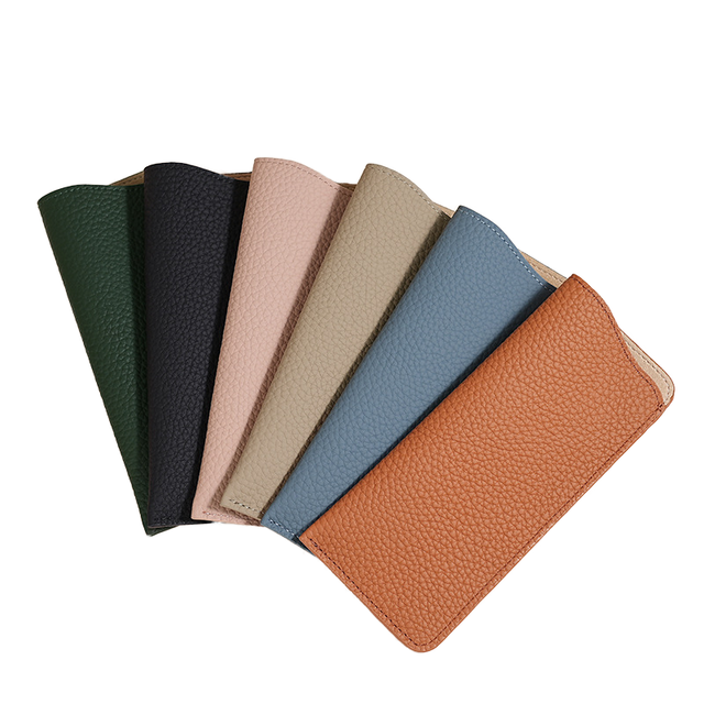 Cowhide Multi Color DIY  Full Grain Soft Leather Glasses Storage and protection Leather Case, Real Lychee Leather