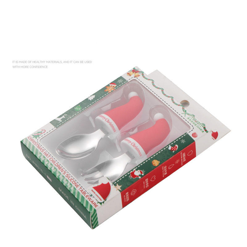 Santa Hat Fork & Spoon Set (Colorful Boxed)