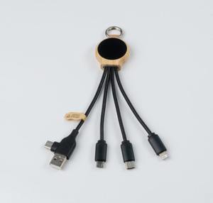 สายชาร์จเร็วแบบ 3-in-1 ทำจากไม้ไผ่ เป็นมิตรต่อสิ่งแวดล้อม ขนาด 18.5 ซม. 18 วัตต์ สำหรับ iPhone Android USB-C Micro USB - Product Image 4