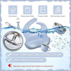 100% bol pour bébé de qualité alimentaire en acier inoxydable enfant couverts Silicone bébé <span class=keywords><strong>assiette</strong></span> d'alimentation ensemble bébé alimentation ensemble avec aspiration - Product Image 4