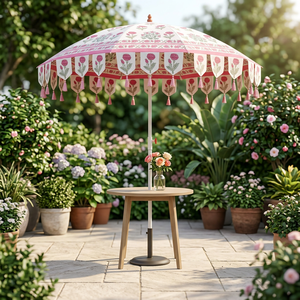 Parasol de plage pliant manuel G3 Hayaat Craft en tube de fer vintage de 72 pouces, décoratif pour fêtes, protection solaire indienne - Product Image 1