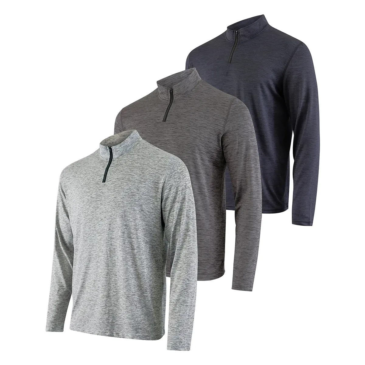 Wholesale Custom Logo Men's 1 4 Zip Neck Sweatshirt Active Long Sleeve Athletic Performance Fashion Quarter Zip Collar Pullover