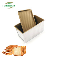Cetakan Roti Pullman Bergelombang Tugas Berat dengan Tutup 450g, Lapisan PTFE Anti Lengket Warna Emas, Cetakan Roti Panggang Aluminium, Ukuran Komersial & Kustom