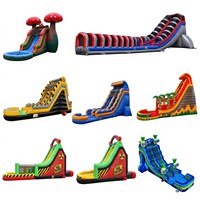 Prix d'usine EN14960 PVC 18 pieds Toboggan gonflable monopiste en gros avec tunnel et piscine à balles