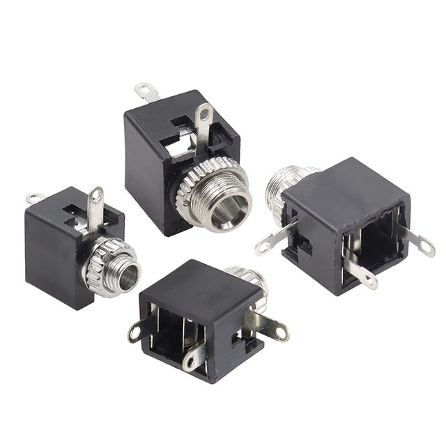 Pj-301m Pj-201m 2 Pins Audio Jacks 2.5 3.5mm Threaded Panel Mount Dual Mono Channel Black Phone Connector
