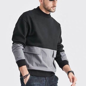 Gimnasio <span class=keywords><strong>Jersey</strong></span> bolsillo hombre Casual <span class=keywords><strong>cuello</strong></span> redondo suelto Patchwork Streetwear sudaderas para hombre - Product Image 4