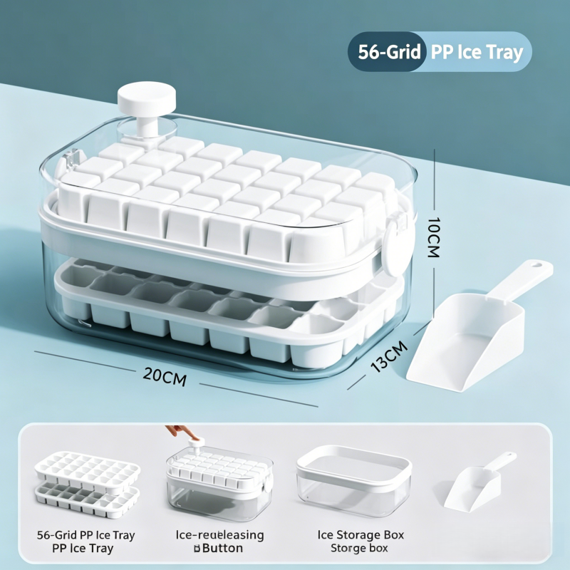 Single Button Double Layer(White, 56 Ice Grids)