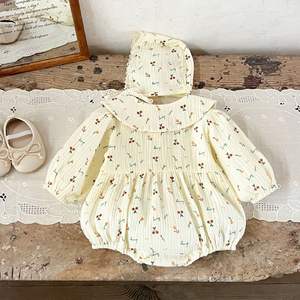 Mono de Bebé Niña Estilo Ins Primavera 2026 con Cuello de Muñeca y Estampado Floral, Mono de Algodón Puro Suave para Bebés y Niños Pequeños - Product Image 4