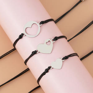 3 unids/set familia 3 generaciones de la pulsera <span class=keywords><strong>para</strong></span> las mujeres encanto ajustable cuerda tejida corazón mamá abuela hija amante de la joyería, regalos - Product Image 6