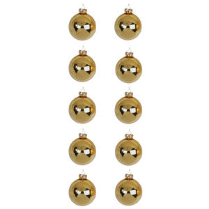 CONFEZIONE DA 10 PALLINE DI VETRO, DIAMETRO 6CM, COLORE ORO LUCIDO - Product Image 1