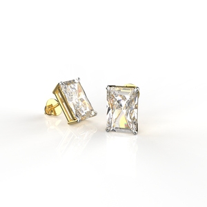 Pretty Lab Grown Diamond Stud Pendientes 18K Oro 5 Quilates Cada uno Radiant Cut Solitaire Pendientes Producto para niñas en venta al por mayor - Product Image 1