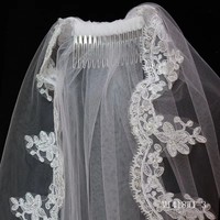 Voile de mariée V1418W1-3 avec dentelle et strass pour la fête de mariage