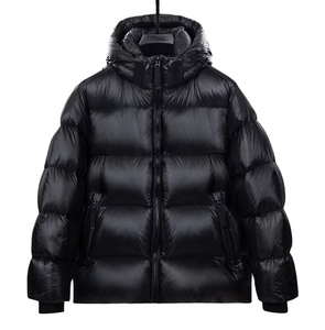 Veste matelassée à capuche en polyester 100% avec logo personnalisé pour <span class=keywords><strong>homme</strong></span>, veste d'hiver chaude pour l'extérieur, veste matelassée noire, taille plus, doudoune - Product Image 1