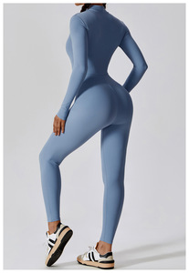 Combinaisons de sport pour femmes en gros, à manches longues, grandes tailles, avec demi-zip, pour la gym et le sport - Product Image 2