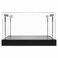 TERMEIN Caja de exhibición de tarjetas coleccionables de acrílico transparente con foco LED, fondo y base personalizados, y estuche de exhibición para tarjetas clasificadas