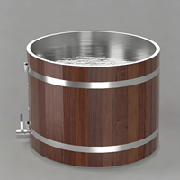 Baignoire ovale moderne sur mesure en acier inoxydable et bois de cèdre, écologique et étanche, pour bain froid et spa (vente en gros)