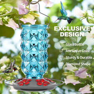 Comedouro de Vidro para Beija-flor com 5 Portas, Decoração de Jardim, Comedouros Suspensos para Observação de Pássaros - Product Image 2