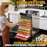 Commerciële huishoudelijke 18-bakjes 48 uur timer 86F-194F roestvrijstalen digitale sla-tomaat-groente-fruit spinner-dehydrator