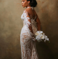 Robe de mariée sirène de luxe S2182N 2026, brodée à la main de perles et de sequins, en dentelle perlée, style Dubaï Arabe