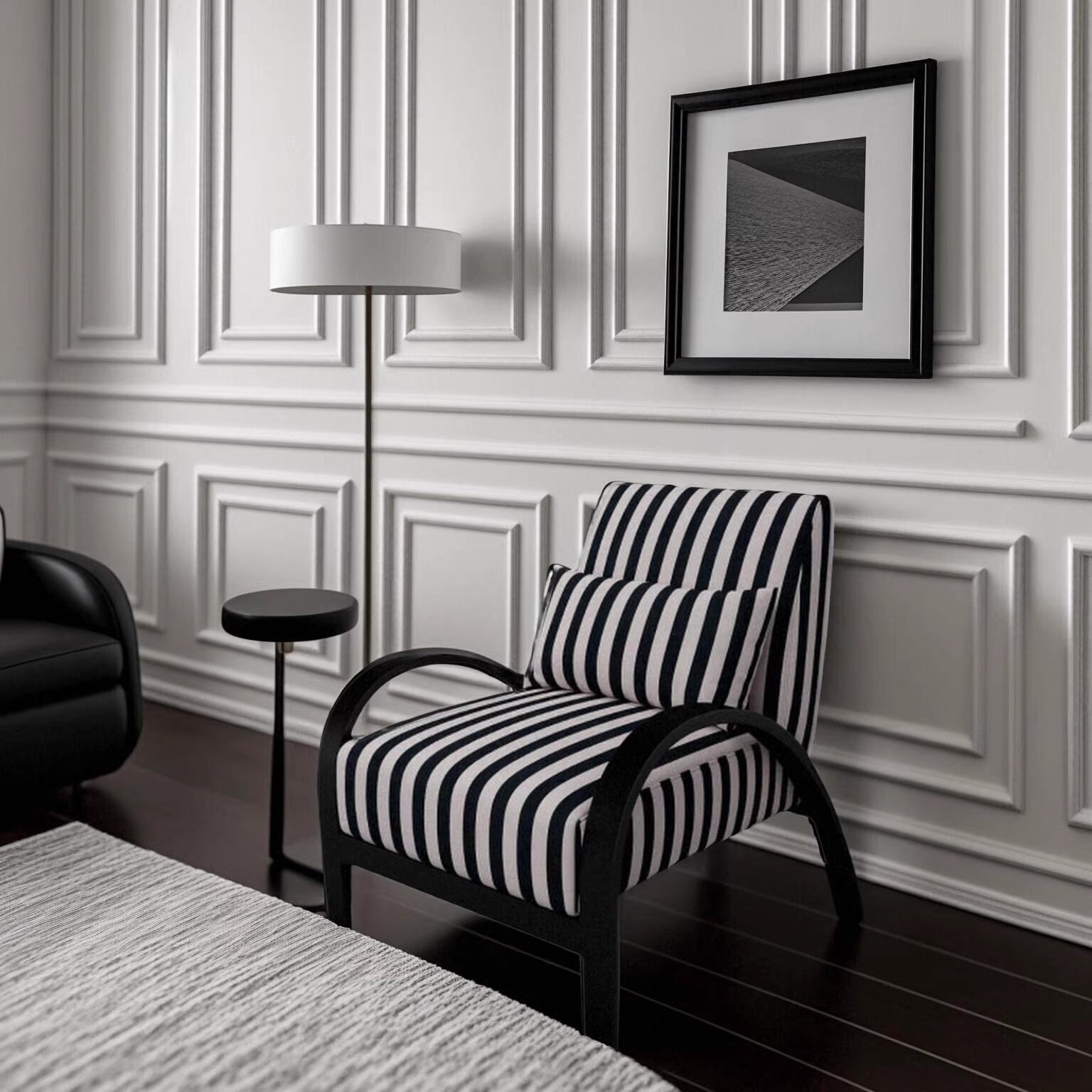 Fauteuil individuel [Noir rayé imitation bois noir]