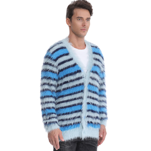 Biểu Tượng Tùy Chỉnh Người Đàn Ông Mohair Áo Len Lông Dệt Kim Alpaca Len Dệt Kim Áo Mùa Đông Sọc Jumper Cardigan Mờ Người Đàn Ông Mohair Áo Len - Product Image 3
