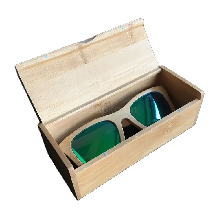 custom small sunglasses jewelry gift packaging storage bamboo wooden box with magnet