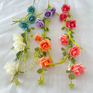 Usine de fleurs artificielles Meiyu Craft, fleurs en mousse pour décoration de mariage, blanc, orange, violet, bleu, rose, rouge, bleu brumeux H109 - Product Image 2