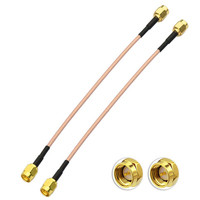 Kabel Antena Koaksial RG316 50ohm Isolasi PTFE Konduktor Tembaga Murni RoHS untuk Penggunaan Elektronik (Laku Keras, 2 Buah untuk Pria)