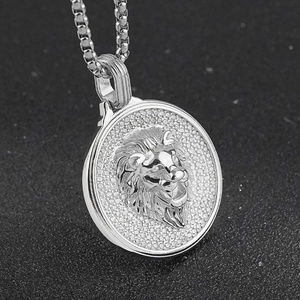 Colgante de Plata de Ley 925 para Hombre, Joyería Hip Hop, Colgante de Cabeza de León con Incrustaciones de Diamantes de Imitación, Chapado en Plata, Collares para Hombre - Product Image 6