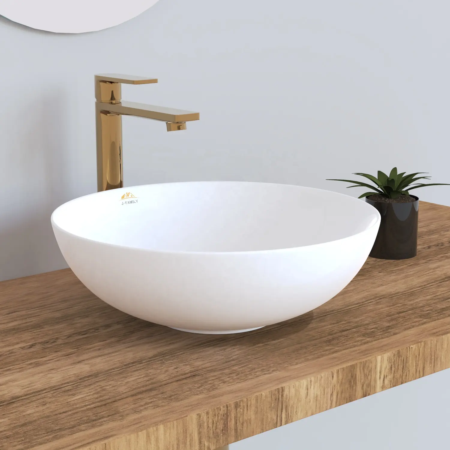 Bowl Design Slim Edge Porcelain Wash Basin Bathroom Sinks Hotel Round Washbasin