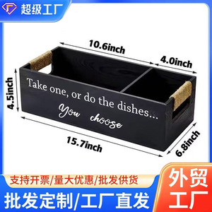 Wooden Storage <b>Box</b> Rectangle Black With Partitions 2-3 Compartments Kitchen <b>Party</b> Use - Product Image 4