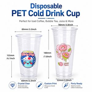 Vasos Desechables Personalizables de Plástico PET de 16oz con Impresión Digital para Batidos, Estilo Retro, para Salones de Batidos, Diners Clásicos y Postres Dulces - Product Image 3