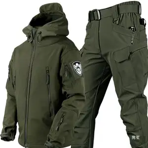 Tactical Combat Men's Jacket Set Sharkskin Soft Winter Fleece Warm Soft Large Size Rushsuit Suit