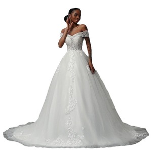 Wedding Dress Ball Gown High Waist Sweetheart Neckline Tulle Netting Lace Simple European American Style W207 - Product Image 3