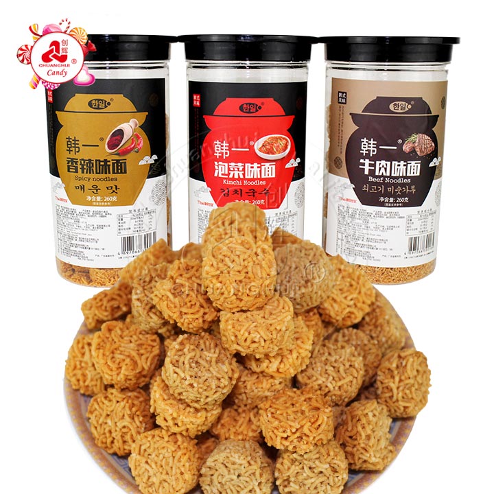 Мгновенные лапши, снэки, жареная хрустящая пища/Говядина, кимчи, пряный аромат, хрустящие лапши Hanyi, закуски