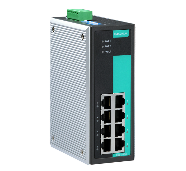MOXA EDS-G308 8G Port Full Gigabit Unmanaged Industrial Ethernet Switch 12/24/48 VDC China