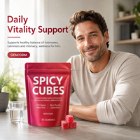 Bonbons épicés en forme de cubes, saveur pêche, sans gluten pour adultes, avec maca naturelle, muira puama et épimédium, 30 unités, 100g
