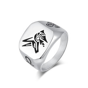 Vintage Anubis Guardian God Titanium Steel <b>Ring</b> Men's Ancient Egyptian Jackal Head Jewelry Gift Silver Color - Product Image 5