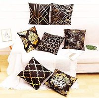 Feuille d'or imprimée Stock décoratif canapé chaise sol jeter taie d'oreiller coussin nouveaux modèles noir feuille d'or imprimé coussin