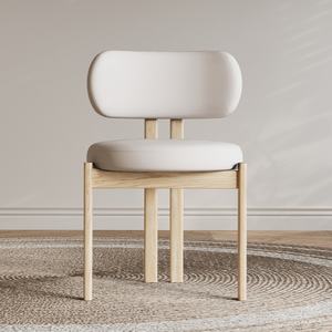 Silla de Comedor de Madera Maciza de Estilo Nórdico Moderno y Minimalista, Respaldo Estilo Crema, para Comedor, Estudio, Hogar, Bar, Hotel, Escuela, Apartamento - Product Image 3