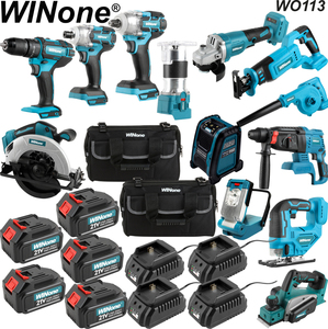 Winone DEW 9-tools Brushless Best China Factory in 1 Set 18v 21v <b>Cordless</b> Lithium-Ion Tools Kits - Product Image 1