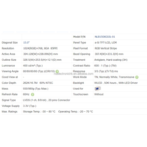 New Original 15 Inch 1024×768 XGA Industrial LCD <b>Module</b> For Industrial <b>Control</b> Automotive Equipment Display NLB150XG02L-01 - Product Image 4