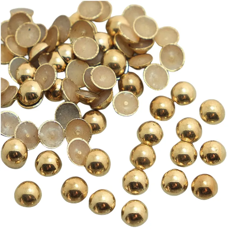 Hot Fix Liga De Zinco Macio Metade Cúpula De Ouro Metal Studs Ferro Em Convex Nailhead Rhinestuds Para Sapatos Jeans Camisas