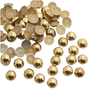 Hot Fix Zinc Alloy Soft Half Gold Dome Metal Studs Iron On Convex Nailhead Rhinestuds For Shoes Jeans Shirts