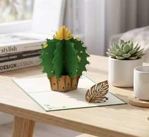 Biglietto Pop-up 3D con Cactus in Vaso Fiorito, Arte Creativa in Carta Ecologica Tagliata al Laser, Forma di Fiore Fai-da-Te <span class=keywords><strong>per</strong></span> Natale e <span class=keywords><strong>Compleanno</strong></span> - Product Image 6