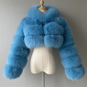 Vendita calda inverno all'ingrosso ritagliata vera pelliccia di volpe naturale <span class=keywords><strong>cappotto</strong></span> di pelliccia corta vera pelliccia <span class=keywords><strong>con</strong></span> cappuccio - Product Image 3