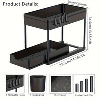 Organisateur d'armoire multi-grains à 2 niveaux, étagère de rangement en plastique pour salle de bain, cuisine, évier, comptoir, avec plateaux